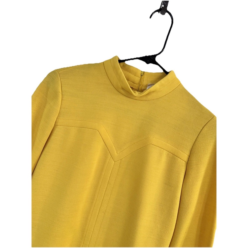 1970's Vintage Butte Knit Yellow Mustard‎ Dress Womens Size Small/Medium - Picture 2 of 12